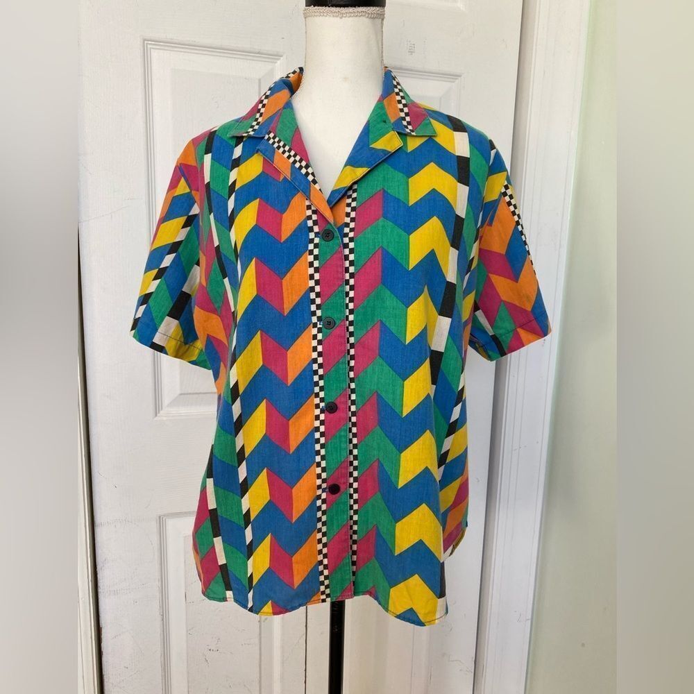 1990s/80s Colorful Art Pop Possibilities Button-down Shirt